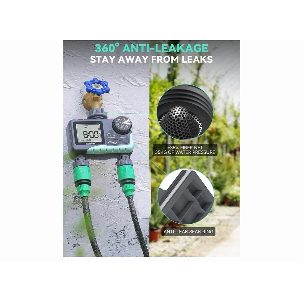 RAINPOINT‎ 3 Zone Sprinkler Timer with Brass Inlet Water Timer for Garden